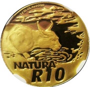 10 Rand - ⅒ Ounce Natura - Caracal, South Africa, 2004 reverse image