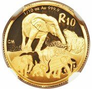 10 Rand - ⅒ Ounce Natura - Elephant, South Africa, 2008 reverse image