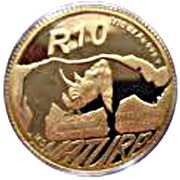 10 Rand - ⅒ Ounce Natura - Black Rhino reverse image