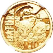 10 Rand - ⅒ Ounce Natura - Leopard, South Africa, 2014 reverse image