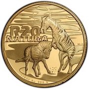 20 Rand - ¼ Ounce Natura - Zebra, South Africa, 2013 reverse image