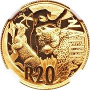 20 Rand - ¼ Ounce Natura - Leopard, South Africa, 2014 reverse image