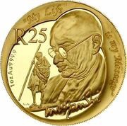 25 Rand - 1 Ounce Mahatma Gandhi, South Africa, 2008 reverse image
