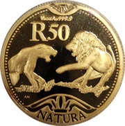 50 Rand - ½ Ounce Natura - Lion, South Africa, 2003 reverse image