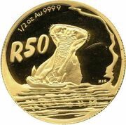 50 Rand - ½ Ounce Natura - Hippopotamus, South Africa, 2005 reverse image