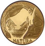 50 Rand - ½ Ounce Natura - White Rhino, South Africa, 2009 reverse image