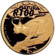 100 Rand - 1 Ounce Natura - Caracal, South Africa, 2004 reverse image