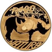 100 Rand - 1 Ounce Natura - Black Rhino, South Africa, 2010 reverse image