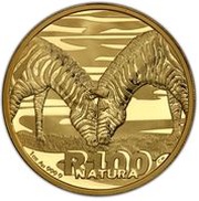 100 Rand - 1 Ounce Natura - Zebra, South Africa, 2013 reverse image