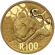 100 Rand - 1 Ounce Natura - Leopard, South Africa, 2014 reverse image