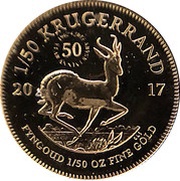 1⁄50 Ounce Krugerrand, South Africa, 2017 reverse image