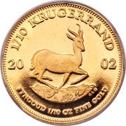 ⅒ Ounce Krugerrand, South Africa, 1980-2024 reverse image