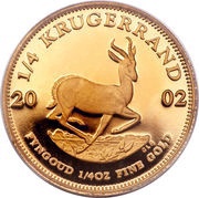 ¼ Ounce Krugerrand, South Africa, 1980-2023 reverse image