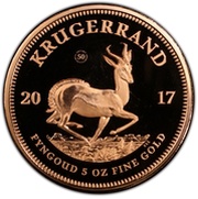 5 Ounce Krugerrand, South Africa, 2017 reverse image