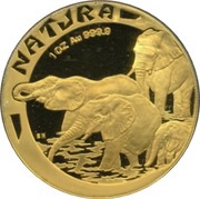 1 Ounce Natura - Elephant, South Africa, 1996 reverse image