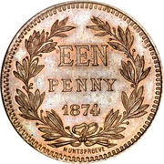 1 Penny Orange Free State, South Africa, 1874 reverse image