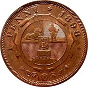 1 Penny Zuid Afrikaansche Republiek, South Africa, 1892-1898 reverse image