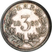 3 Pence Zuid Afrikaansche Republiek, South Africa, 1892-1897 reverse image