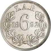 6 Pence Zuid Afrikaansche Republiek, South Africa, 1892-1897 reverse image