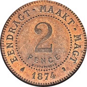 2 Pence Zuid Afrikaansche Republiek; Transvaal Pattern reverse image