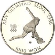 1000 Won Tennis, South Korea, 1987 reverse image
