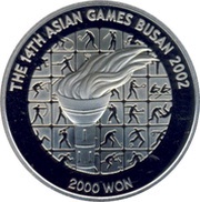 2000 Won 14th Asian Games, Busan, South Korea, 2002 reverse image