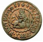 2 Maravedis - Felipe V Segovia, Spain, 1744-1746 reverse image