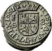 8 Maravedis - Felipe IV Segovia,billon milled, Spain, 1661-1664 reverse image