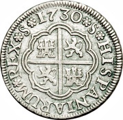 1 Real - Felipe V Seville,no initials, Spain, 1729-1730 reverse image