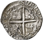 2 Reales - Felipe III hammered,OMNIVM, Spain, 1599-1602 reverse image