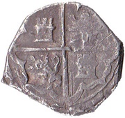 2 Reales - Felipe III hammered, Spain, 1599-1621 reverse image