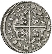 2 Reales - Felipe V Valencia, Spain, 1707-1708 reverse image