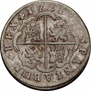 2 Reales - Felipe V Madrid, Spain, 1716-1740 reverse image
