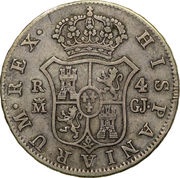 4 Reales - Fernando VII 2nd portrait, Spain, 1812-1833 reverse image
