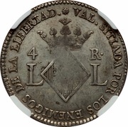 4 Reales - Fernando VII Valencia, Spain, 1823 reverse image