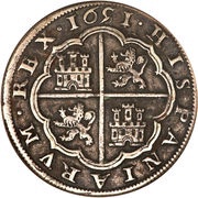 8 Reales - Felipe IV Segovia,8, Spain, 1632-1660 reverse image