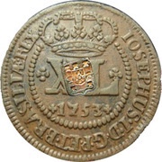 80 Reis - João Prince Countermarked over "XL Réis, José I obverse image