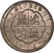 8 Reales - Felipe V, Spain, 1727-1740 reverse image