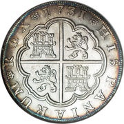 8 Reales - Felipe V Seville, Spain, 1731-1736 reverse image
