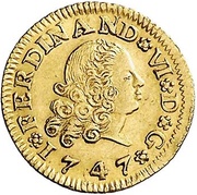 ½ Escudo - Fernando VI Seville,1st type obverse image