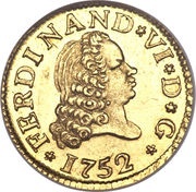 ½ Escudo - Fernando VI Madrid,2nd type obverse image