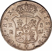 8 Reales - Fernando VII 2nd portrait, Spain, 1809-1830 reverse image
