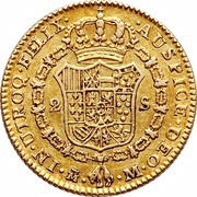 2 Escudos - Carlos III low gold, Spain, 1786-1788 reverse image