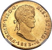 2 Escudos - Fernando VII Majorca,laureate bust obverse image