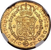 2 Escudos - Fernando VII Majorca,laureate bust, Spain, 1811-1813 reverse image