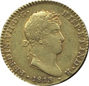 2 Escudos - Fernando VII Cadiz,laureate head obverse image
