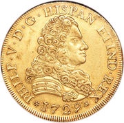 8 Escudos - Felipe V obverse image