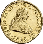 8 Escudos - Fernando VI armored obverse image
