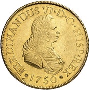 8 Escudos - Fernando VI Madrid, armored obverse image