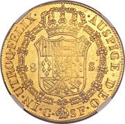 8 Escudos - Fernando VII Catalonia, Spain, 1813-1814 reverse image